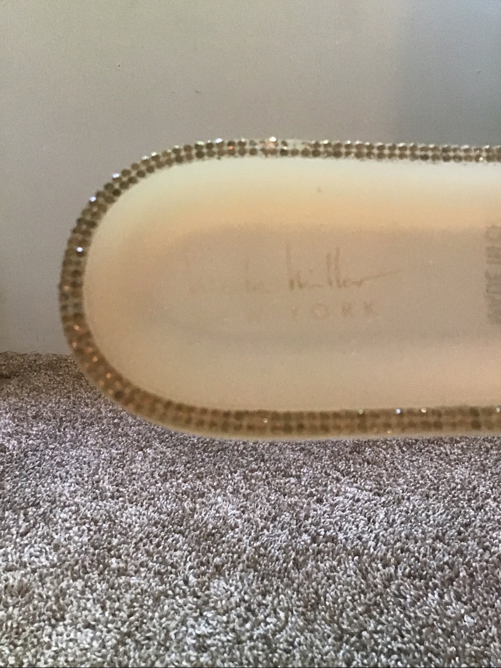 Nicole Miller Jelly Slide Sandals Womens 8 Clear Gold Studded Rhinestone - Picture 3 of 4